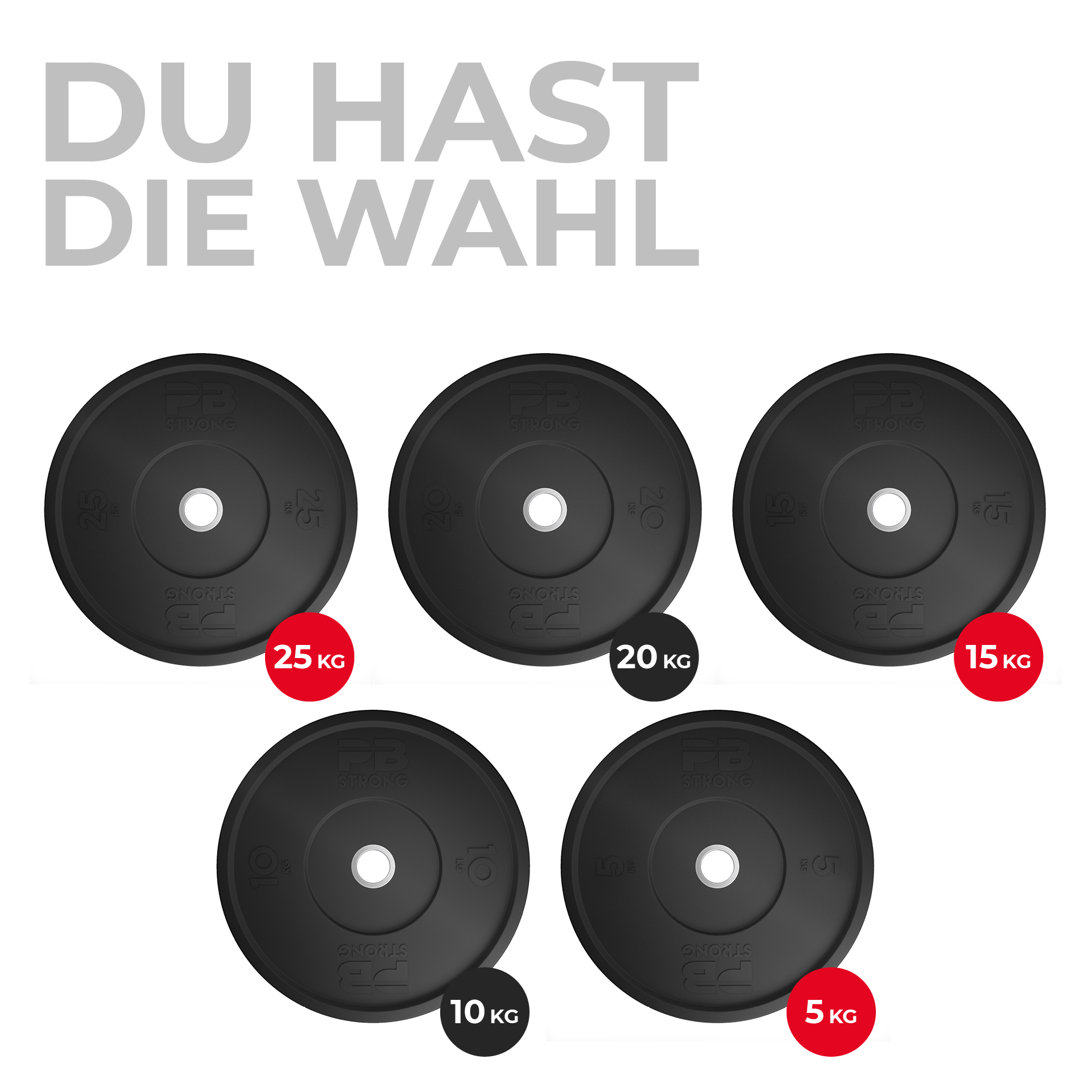 Disque d'haltère PB Strong en caoutchouc noir (à l'unité) 5 kg