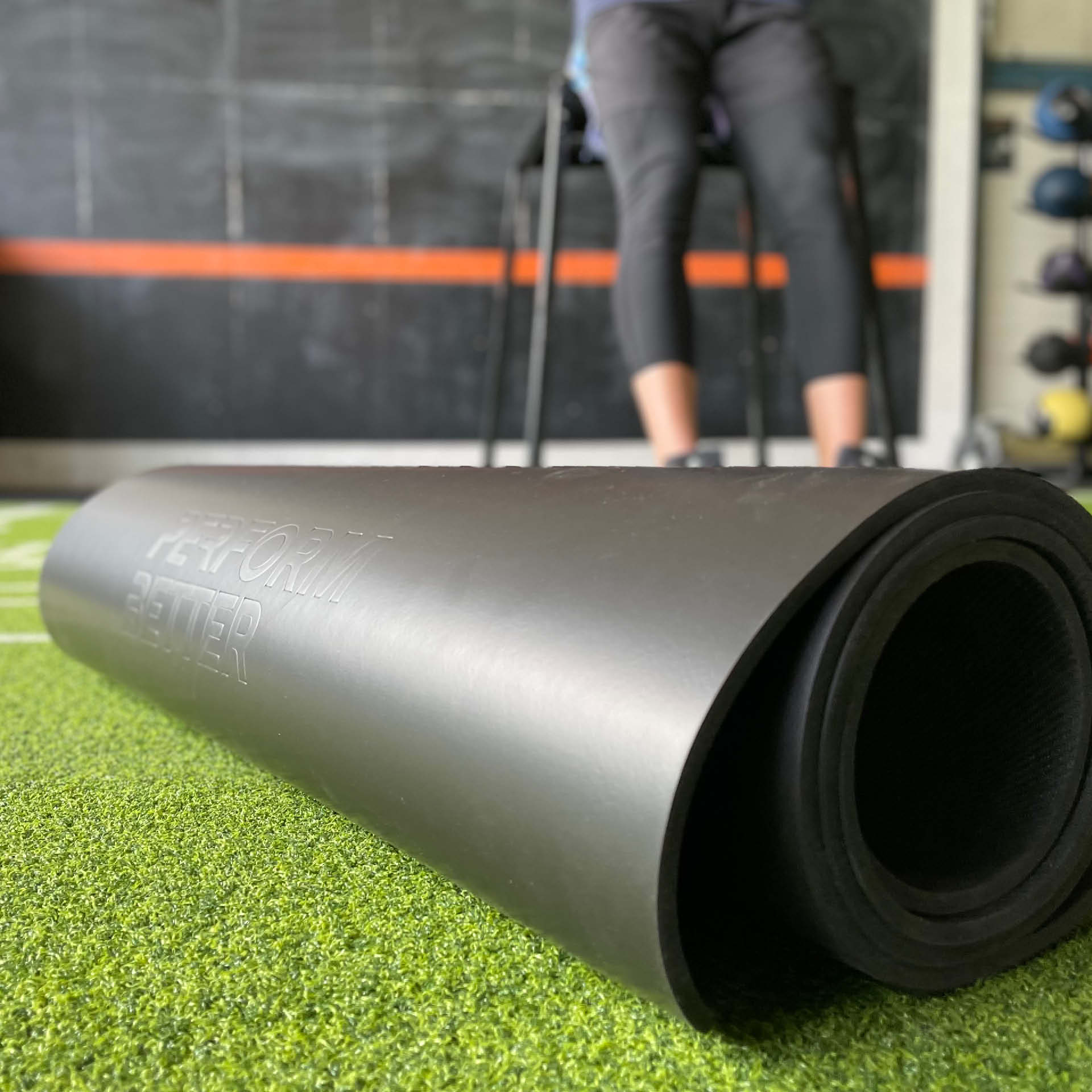 Tapis de fitness Perform Better, 1,4 m, noir, avec œillets