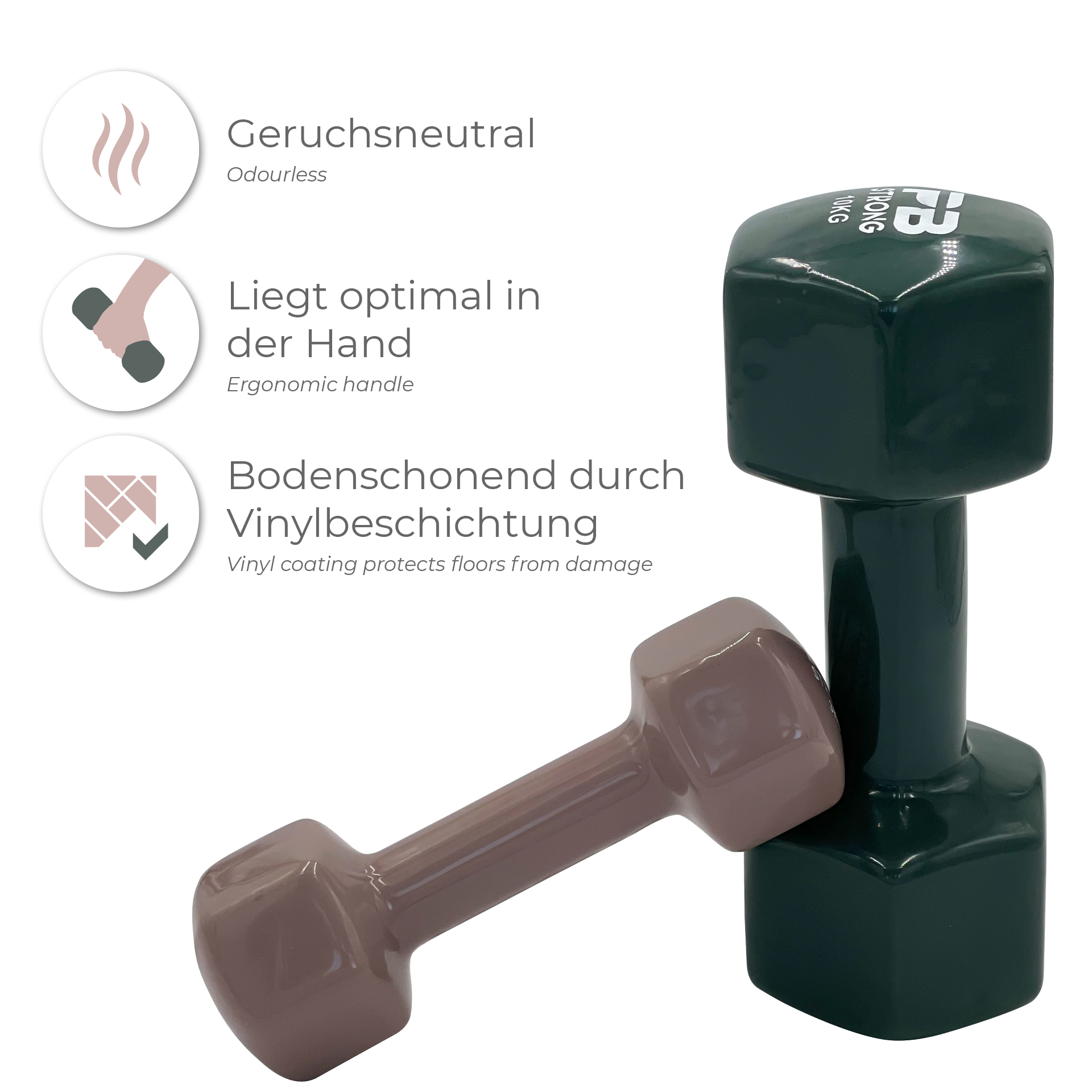 Haltère PB Strong en vinyle, vert (à l'unité) 4 kg