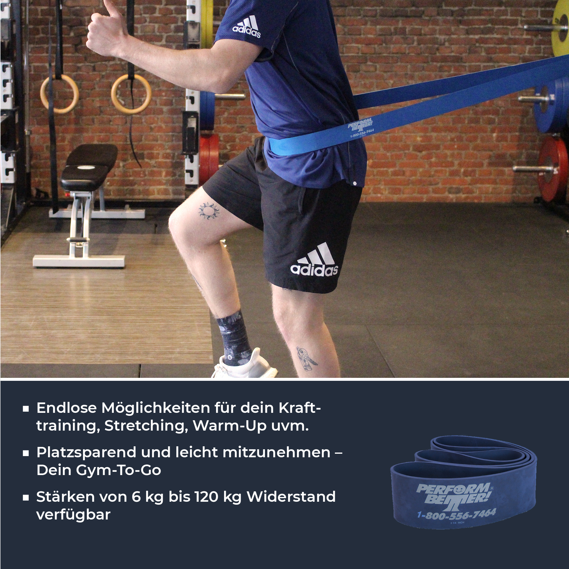 Superbands - 5 cm de large, 38 kg, bleu (5 mm d'épaisseur)