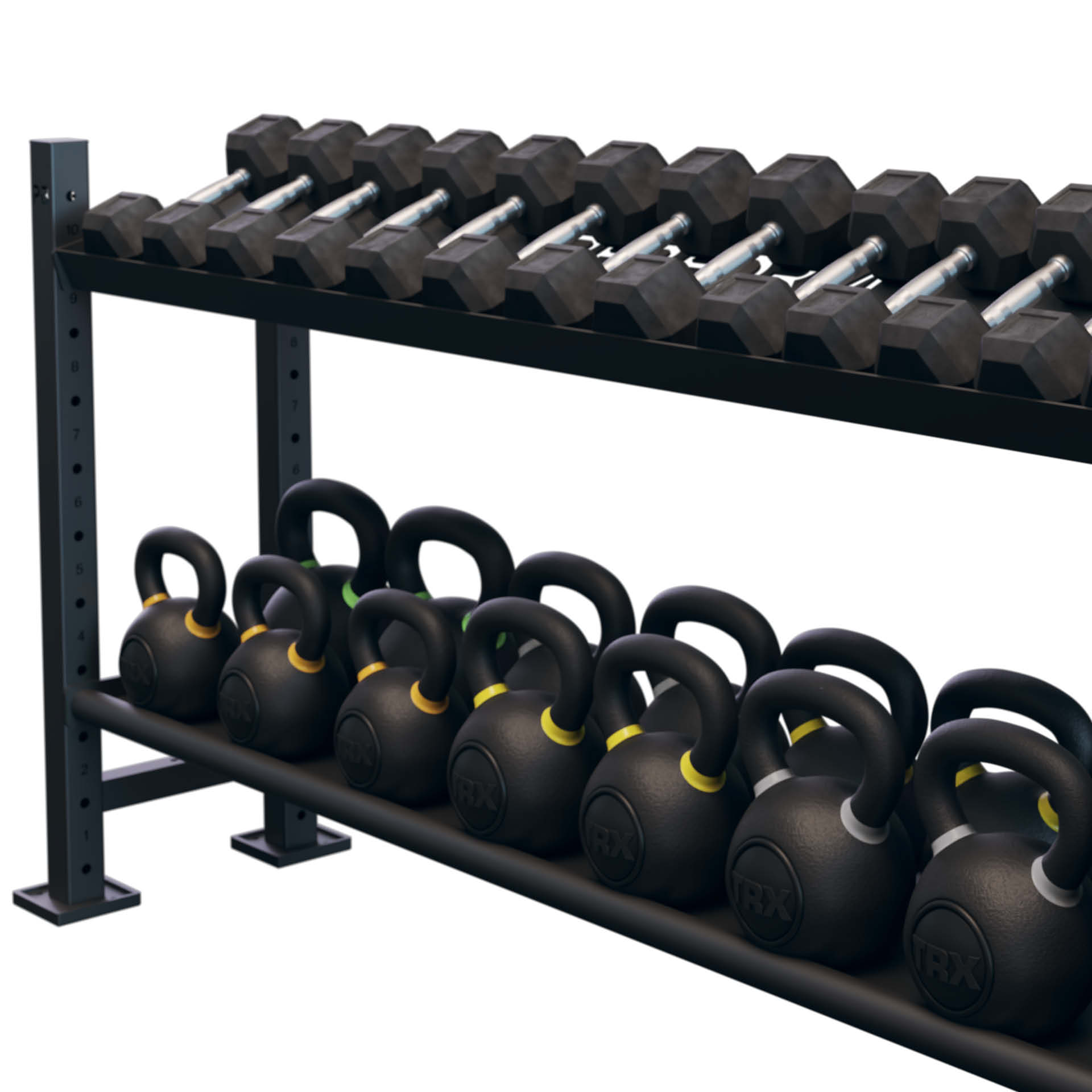 Perform Better Multi Storage : support pour haltères de 0,90 m et kettlebells, 2 étagères (lot)