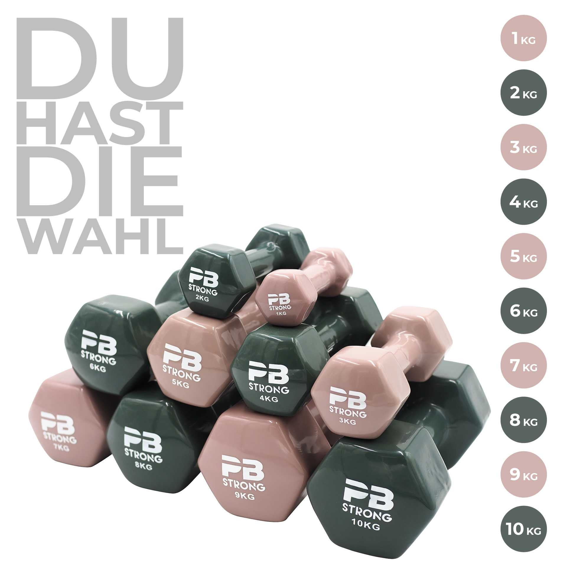 Haltère PB Strong en vinyle, vert (à l'unité) 4 kg