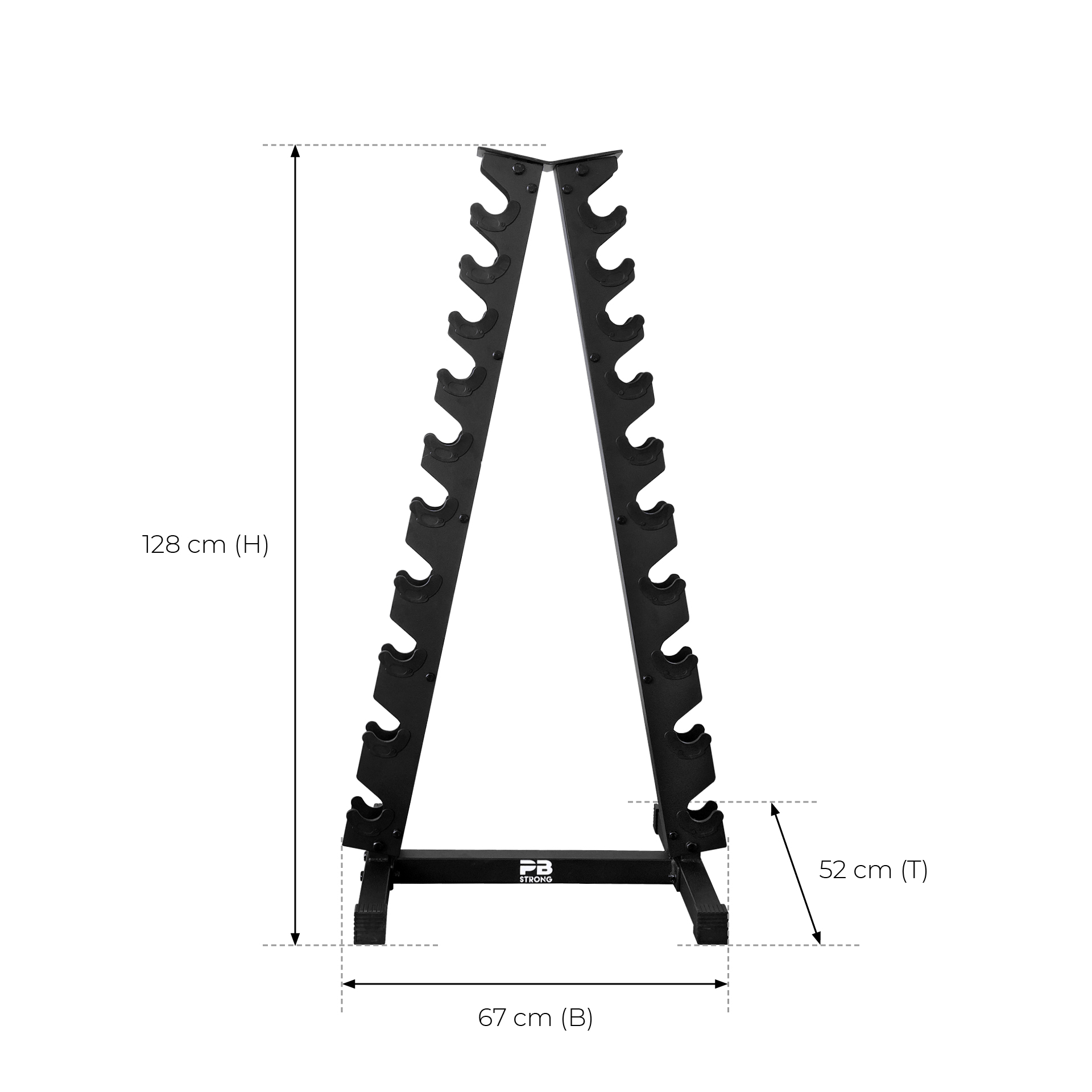 Haltères courts PB Strong chromés 1-10 kg avec pyramide (lot)