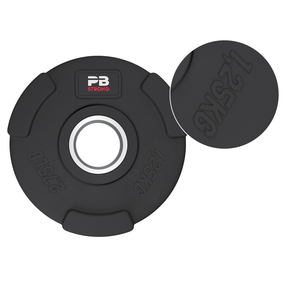 Disque d'haltère PB Strong à 3 poignées, caoutchouté, noir (à l'unité) 1,25 kg