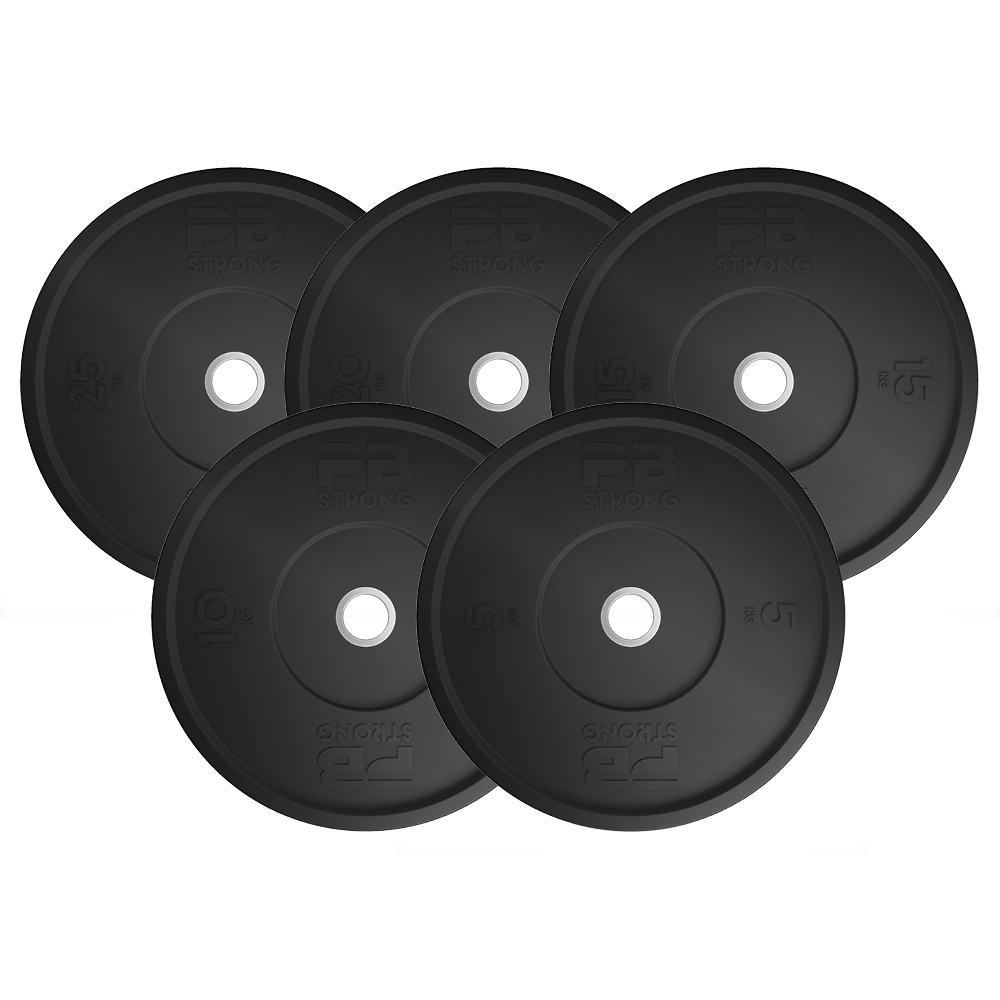 Disque d'haltère PB Strong en caoutchouc noir (à l'unité) 5 kg