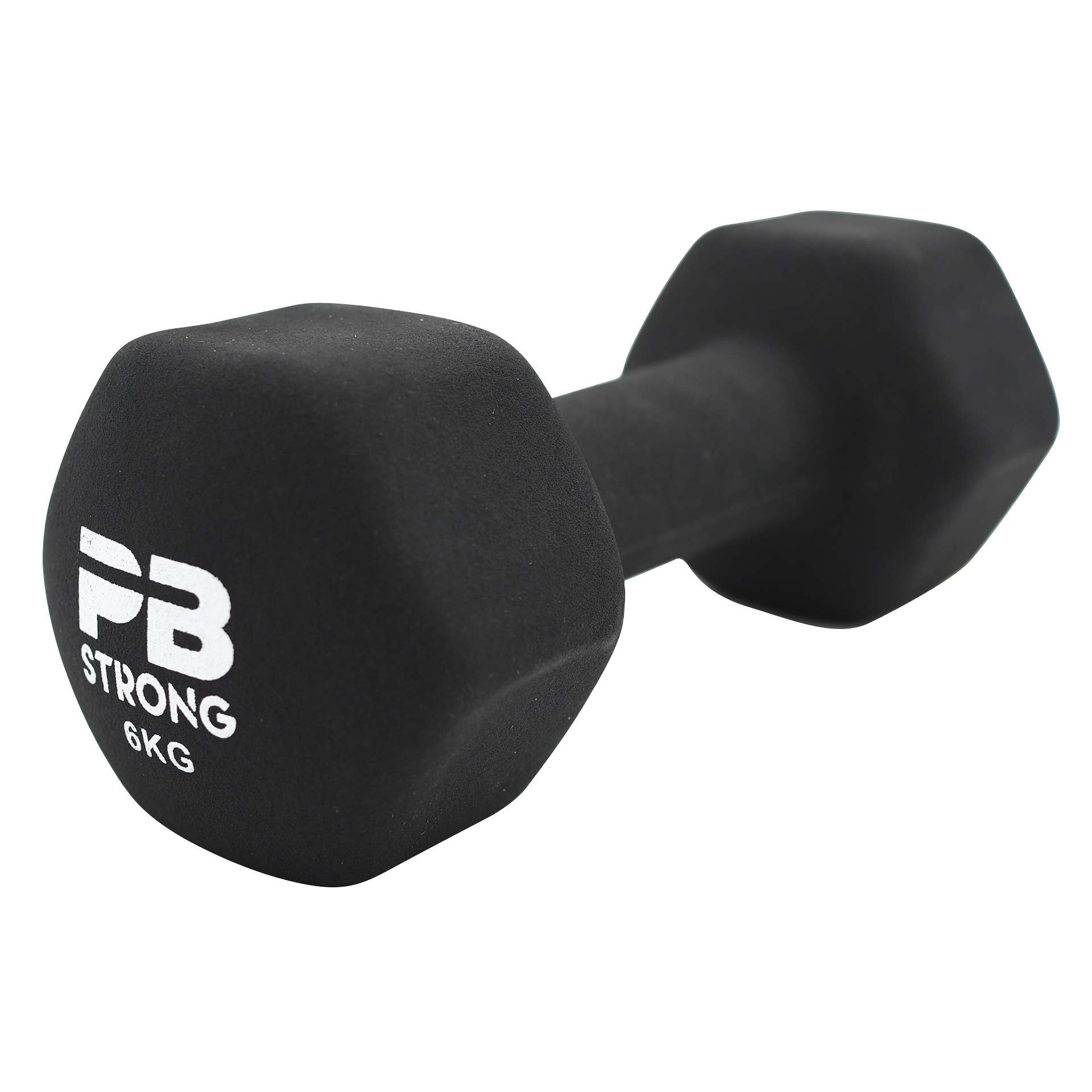 Haltère PB Strong en néoprène, noir (pièce) 6 kg