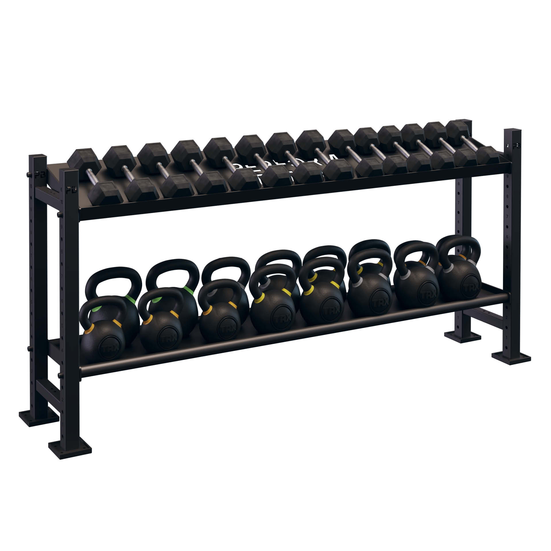 Perform Better Multi Storage : support pour haltères de 0,90 m et kettlebells, 2 étagères (lot)